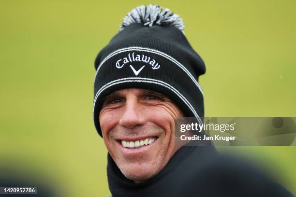 Gianfranco Zola looks on, on Day Two of the Alfred Dunhill Links Championship at Kingsbarns Golf Links on September 30, 2022 in Kingsbarns, Scotland.