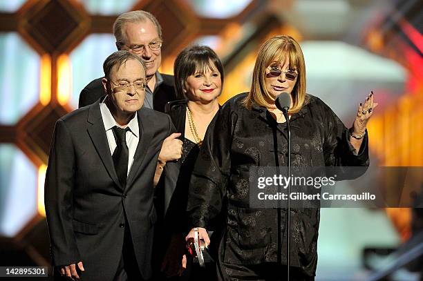 Actors David L. Lander, Michael McKean, Cindy Williams and Penny Marshall speak onstage at the 10th Annual TV Land Awards at the Lexington Avenue...