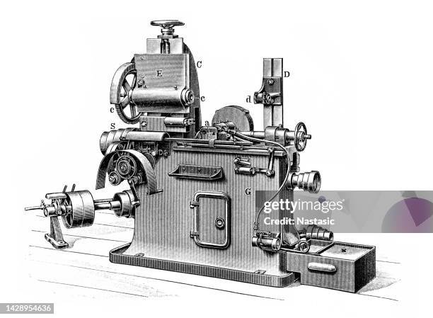 milling machines, automatic wheel milling machines - cnc machine stock illustrations