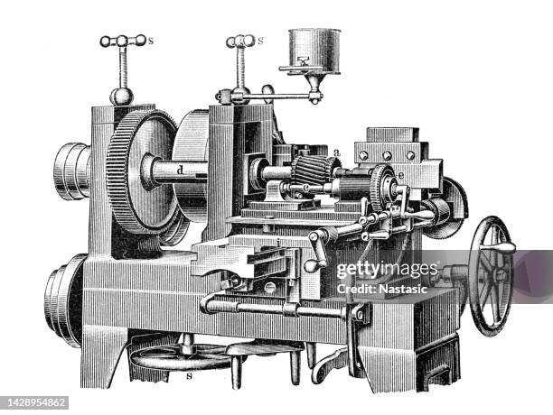 milling machines, circular milling machine - cnc machine stock illustrations