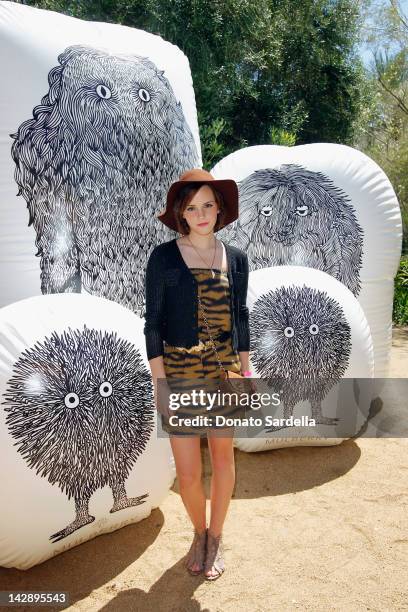 Actress Emma Watson attends Mulberry BBQ Pool Party at Coachella at the Parker Palm Springs on April 14, 2012 in Palm Springs, California.