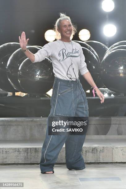 Fashion designer Isabel Marant walks the runway during the Isabel Marant Ready to Wear Spring/Summer 2023 fashion show as part of the Paris Fashion...