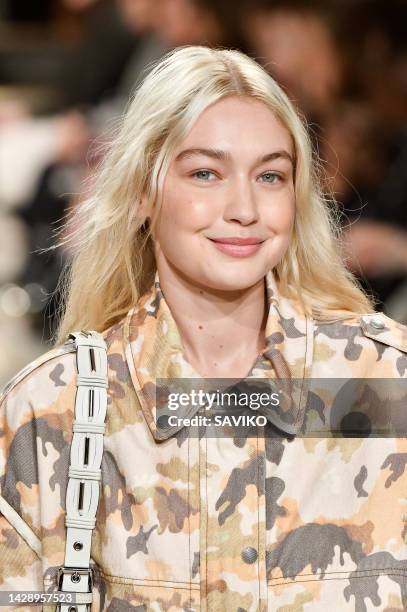Gigi Hadid walks the runway during the Isabel Marant Ready to Wear Spring/Summer 2023 fashion show as part of the Paris Fashion Week on September 29,...