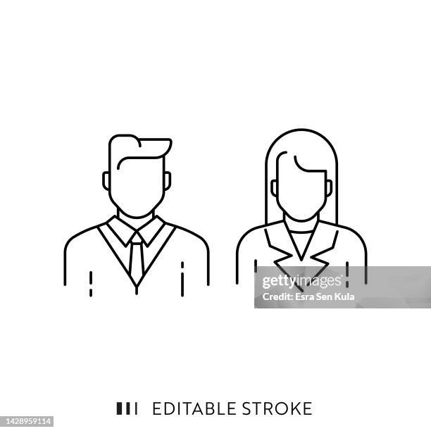 business people line icon design mit bearbeitbarem strich - business people portrait stock-grafiken, -clipart, -cartoons und -symbole