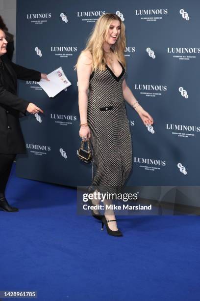 Honor Swinton Byrne attends the BFI London Film Festival Luminous Gala at The Londoner Hotel on September 29, 2022 in London, England.