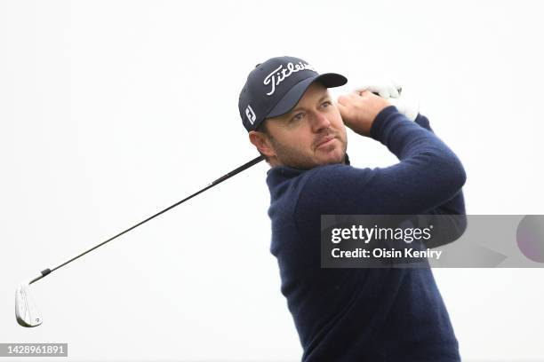 Richard Sterne of South Africa tees off on the 4th hole on Day Two of the Alfred Dunhill Links Championship on the Old Course St. Andrews on...