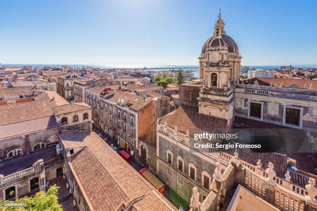 Catania Cathedral cityscape in Sicily