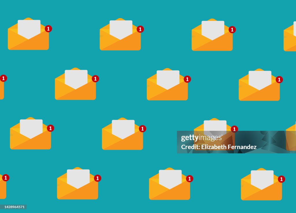 Seamless pattern of e-mail notification icon. New notification. Received message concept.