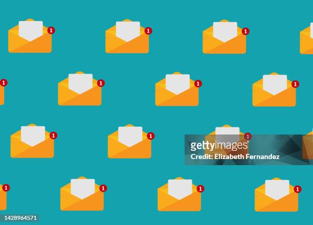 seamless pattern of e-mail notification icon. new notification. received message concept. - e mail stock pictures, royalty-free photos & images