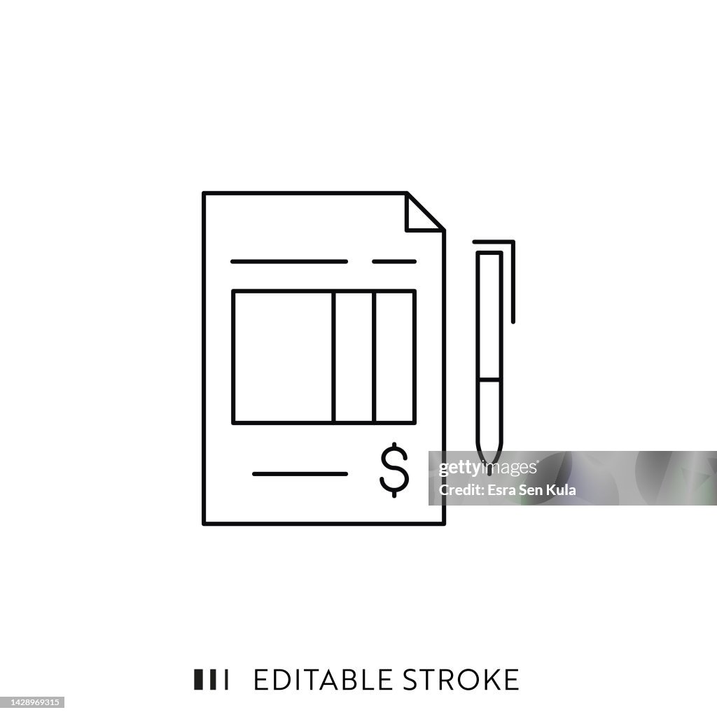 Invoice Line Icon Design with Editable Stroke