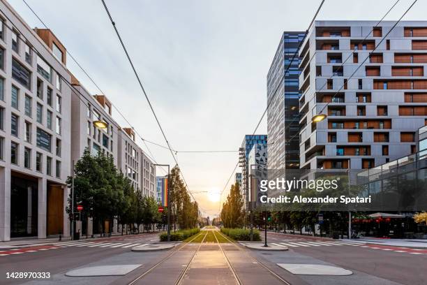 modern office buildings at sunrise, oslo, norway - city of oslo stock pictures, royalty-free photos & images