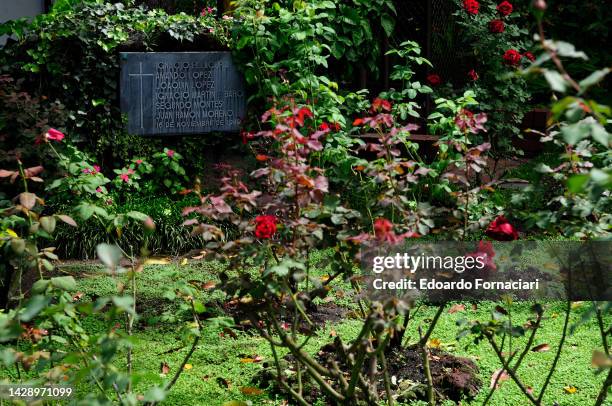 San Salvador , UCA , Jardin de Rosas, a place dedicated to the Jesuits who were killed in 1989 by the armed forces as a reaction of the dictatorial...