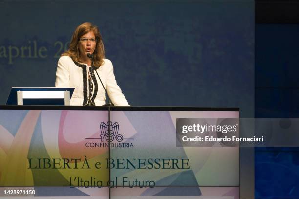 Emma Marcegaglia Confindustria President, speaking at a Confindustria summit.