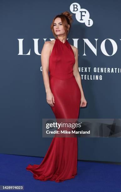 Lily James attends the BFI London Film Festival Luminous Gala at The Londoner Hotel on September 29, 2022 in London, England.