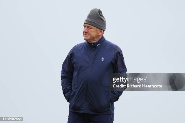 Peter Dawson looks on across the course on Day Two of the Alfred Dunhill Links Championship at Carnoustie Golf Links on September 30, 2022 in...