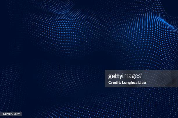 tech particle pattern on dark background - technology background fotografías e imágenes de stock