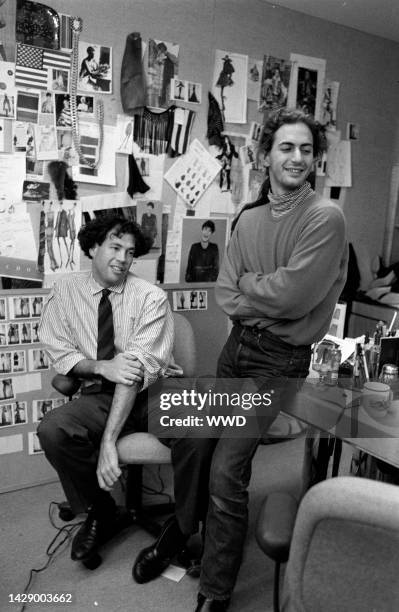 Designer Marc Jacobs and business partner Patrick Duffy at Perry Ellis's design studio, New York.