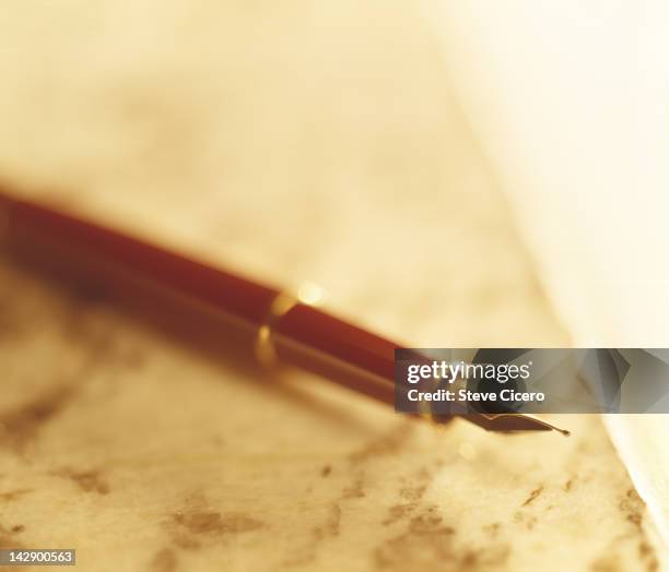 fountain pen on marble counter - expensive fountain pen stock pictures, royalty-free photos & images