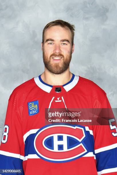 David Savard of the Montreal Canadiens poses for his official headshot for the 2022-2023 season on September 19, 2022 at the Bell Sports Complex in...