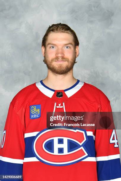 Joel Armia of the Montreal Canadiens poses for his official headshot for the 2022-2023 season on September 19, 2022 at the Bell Sports Complex in...