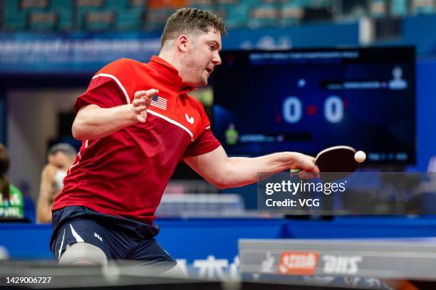 Mishel Levinski of the United States competes against Phakpoom Sanguansin of Thailand during the Men's Group match between the United States and...