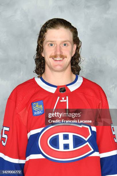 Michael Pezzetta of the Montreal Canadiens poses for his official headshot for the 2022-2023 season on September 19, 2022 at the Bell Sports Complex...