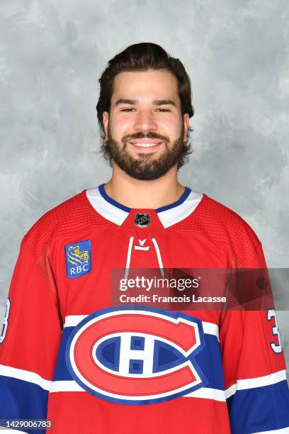 Joel Teasdale of the Montreal Canadiens poses for his official headshot for the 2022-2023 season on September 19, 2022 at the Bell Sports Complex in...