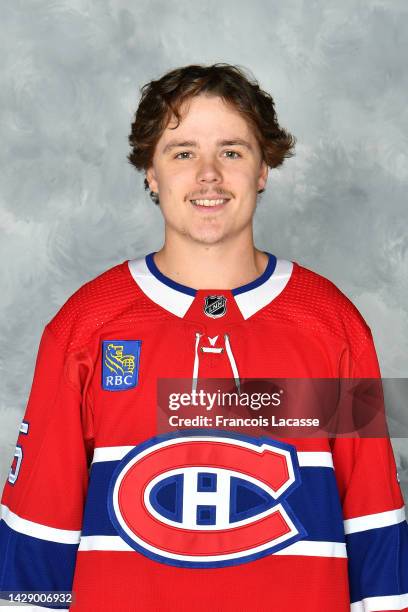 Brett Stanley of the Montreal Canadiens poses for his official headshot for the 2022-2023 season on September 19, 2022 at the Bell Sports Complex in...