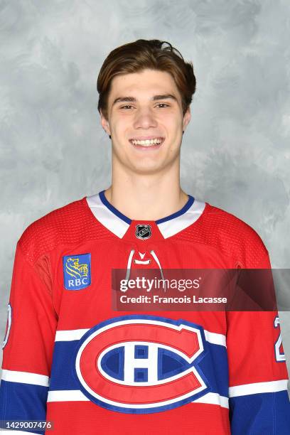 Juraj Slafkovsky of the Montreal Canadiens poses for his official headshot for the 2022-2023 season on September 19, 2022 at the Bell Sports Complex...