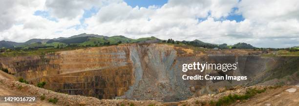 landslide in martha mine, waihi, bay of plenty, new zealand - martha mine stock pictures, royalty-free photos & images