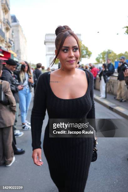 Amel Bent attends the Giambattista Valli Womenswear Spring/Summer 2023 show as part of Paris Fashion Week on September 30, 2022 in Paris, France.