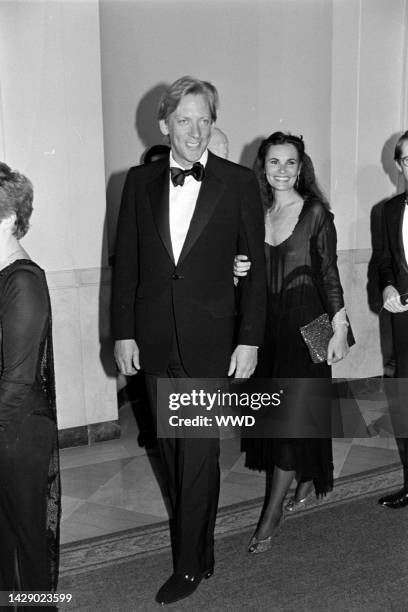 Donald Sutherland and Francine Racette attend an event at the White House in Washington, D.C., on December 7, 1980.