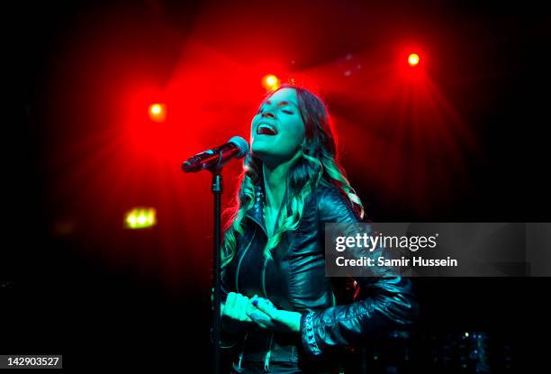 Leire Martinez of Spanish group La Oreja De Van Gogh performs at The Scala on April 14, 2012 in London, United Kingdom.