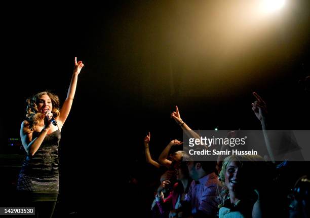 Leire Martinez of Spanish group La Oreja De Van Gogh performs at The Scala on April 14, 2012 in London, United Kingdom.