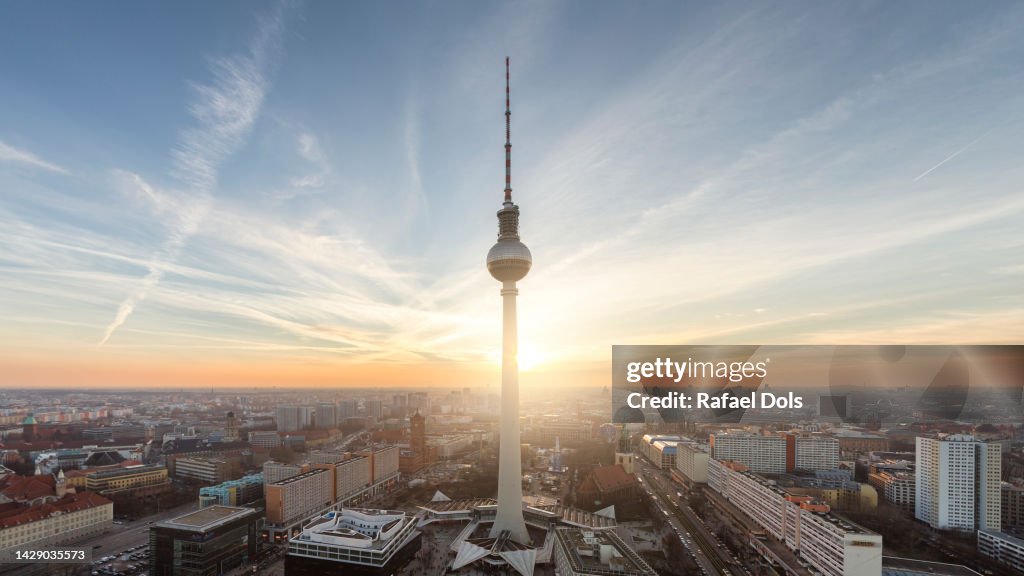 Skyline with TV tower at sunset - Berlin, Germany
