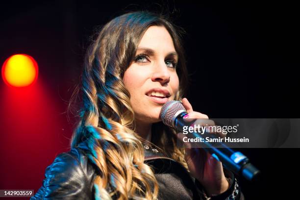 Leire Martinez of Spanish group La Oreja De Van Gogh performs at The Scala on April 14, 2012 in London, United Kingdom.