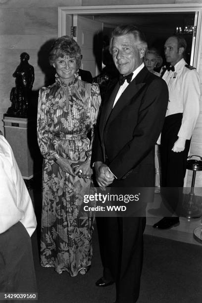Loranda Stephanie Spaulding and Efrem Zimbalist Jr. Attend an event at the White House in Washington, D.C., on May 21, 1981.