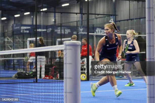 Hannah Ruddick of Great Britain in action during day one of the XVI World Padel Championships European Qualifying at We Are Padel Derby on September...