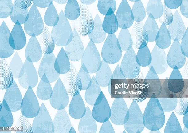 stockillustraties, clipart, cartoons en iconen met rain droplets rainfall autumn grunge seamless pattern background - waterbesparing