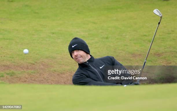 Rory McIlroy of Northern Ireland plays his third shot on the third hole during Day Two of the Alfred Dunhill Links Championship at Kingsbarns Golf...