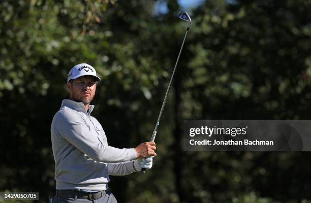 Chris Stroud of the United States plays his shot from the 15th tee during the second round of the Sanderson Farms Championship at The Country Club of...