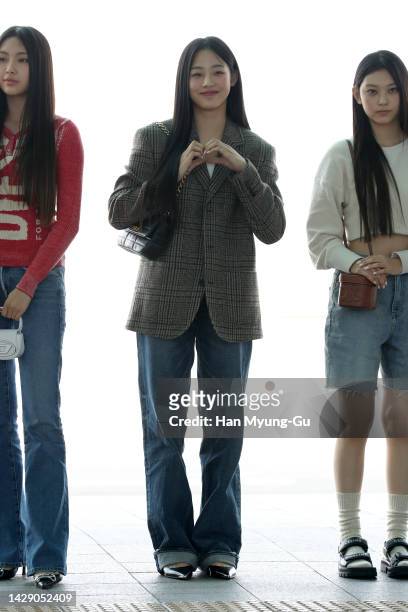 Member of girl group NewJeans is seen on departure at Incheon International Airport on September 30, 2022 in Incheon, South Korea.