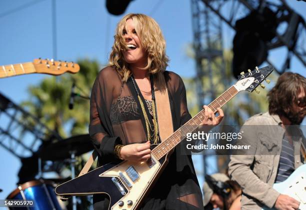 Musician Grace Potter of Grace Potter and the Nocturnals performs during Day 2 of the 2012 Coachella Valley Music & Arts Festival held at the Empire...