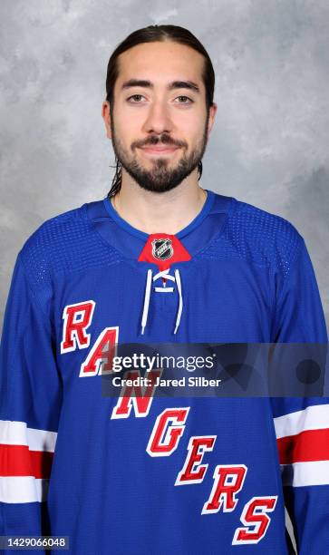 Mika Zibanejad of the New York Rangers poses for his official headshot for the 2022-2023 season on September 21, 2022 in White Plains, New York.