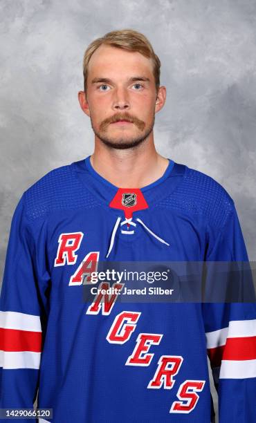 Ryan Lindgren of the New York Rangers poses for his official headshot for the 2022-2023 season on September 21, 2022 in White Plains, New York.