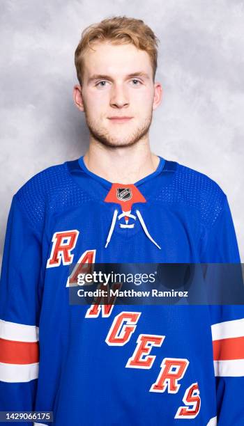 Jayden Grubbe of the New York Rangers poses for his official headshot for the 2022-2023 season on September 21, 2022 in White Plains, New York.