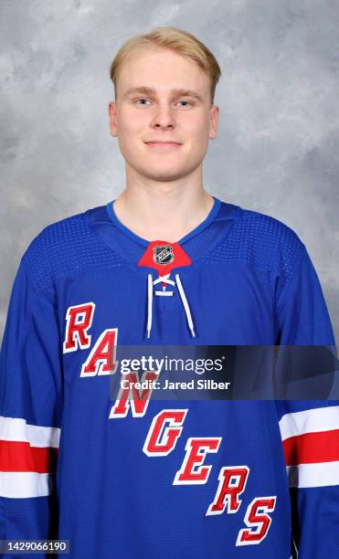 Kaapo Kakko of the New York Rangers poses for his official headshot for the 2022-2023 season on September 21, 2022 in White Plains, New York.