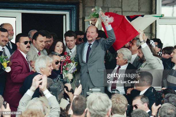 King Simeon II of Bulgaria returns to his Country for the First Time since 1946 on May 25, 1996 in Sofia, Bulgaria.