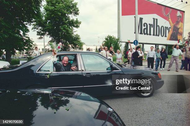 King Simeon II of Bulgaria returns to his Country for the First Time since 1946 on May 25, 1996 in Sofia, Bulgaria.