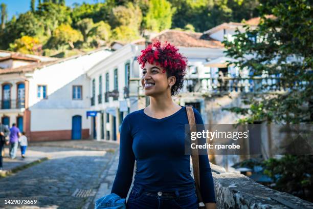 walking and contemplating the neighborhood - ouro preto stock pictures, royalty-free photos & images